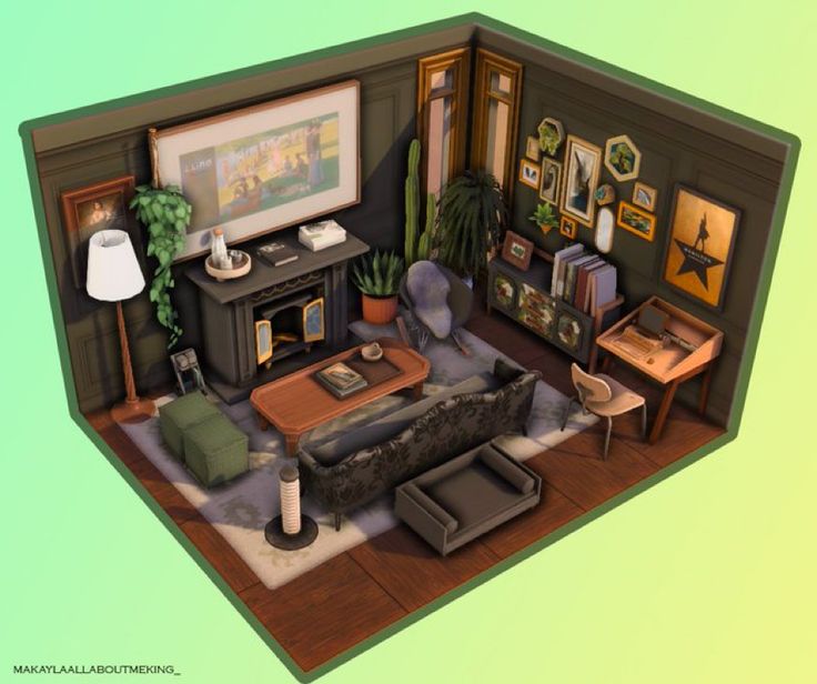 Sims 4 Vintage Living Room, Modern Living Room Sims 4, The Sims 4 Living Room Ideas, Sims 4 Living Room Ideas Base Game, Sims 4 Dollhouse, Sims 4 Living Room Ideas, Sims Architecture, Sims 4 Living Room, Sims Room