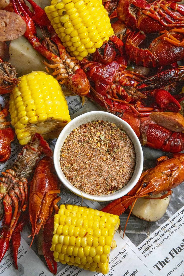 lobsters, corn on the cob and other foods