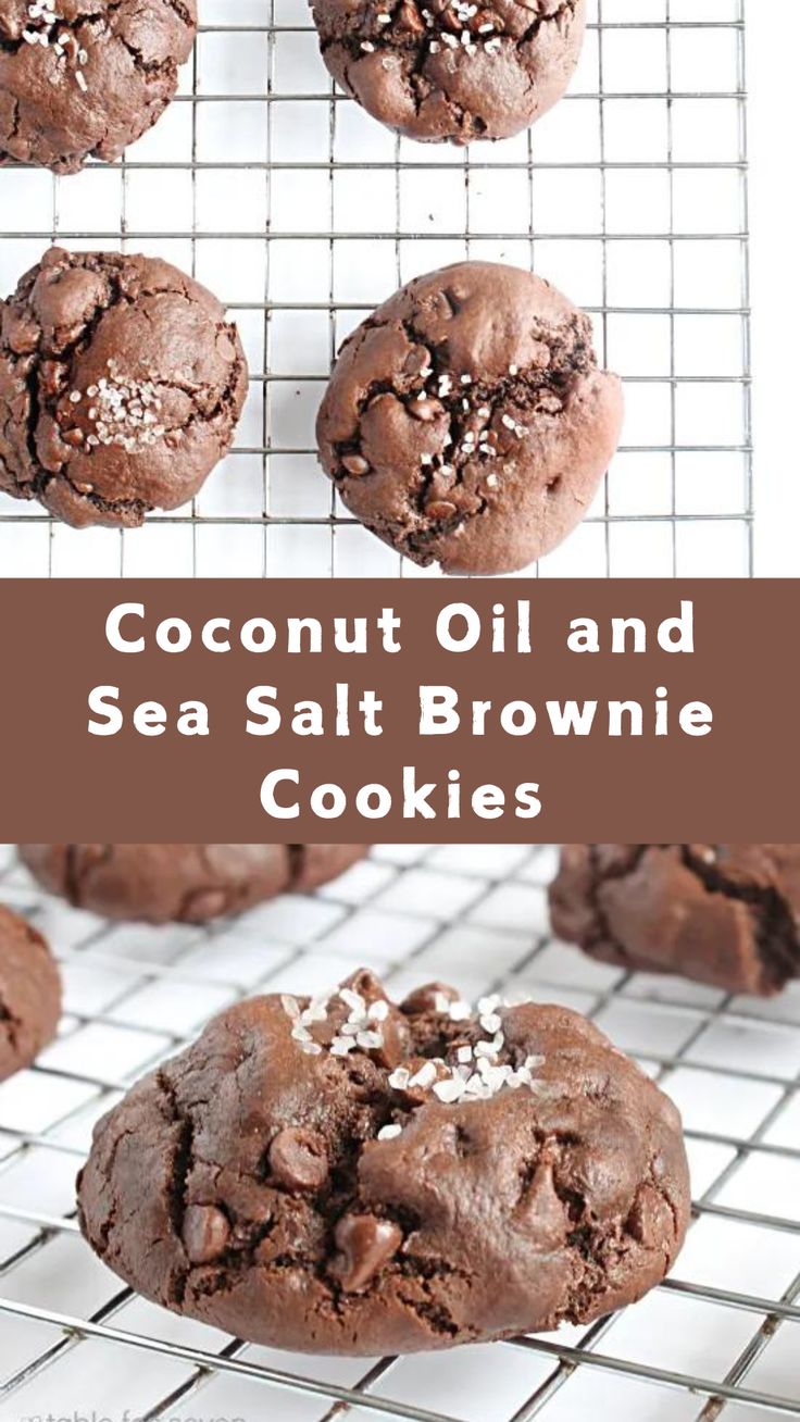 Coconut Oil and Sea Salt Brownie Cookies Chocolate Coconut Flour Cookies, Sea Salt Brownie Cookies, Cookie Recipes With Coconut Oil, Coconut Oil Cookie Recipes, Coconut Oil Dessert Recipes, Coconut Oil Dessert, Cookies Made With Coconut Oil, Cookie Recipe With Oil, Cookies With Coconut Oil