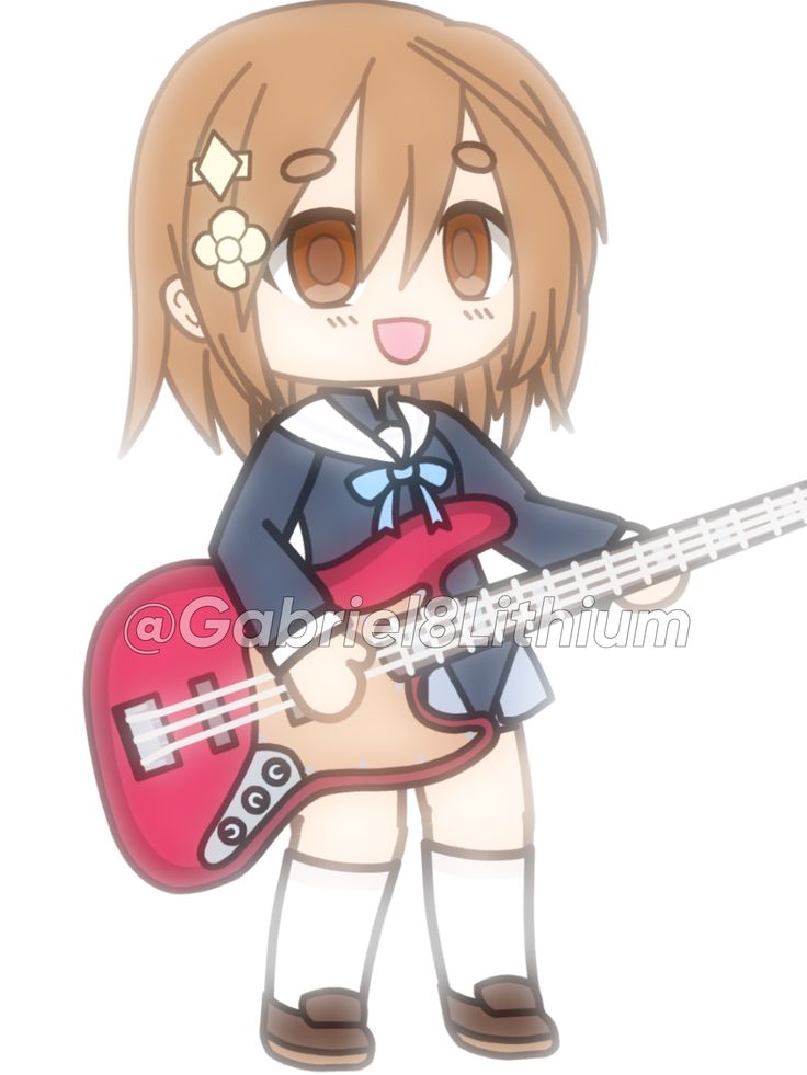 an anime character holding a red guitar