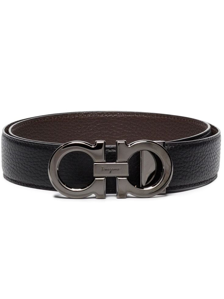 Black/brown leather reversible Gancini buckle belt from SALVATORE FERRAGAMO featuring Gancini buckle, front buckle fastening, reversible and punched holes. Belt Black, Buckle Belt, Black Belt, Salvatore Ferragamo, Belt Buckles, Black And Brown, Brown Leather, Mens Accessories, Women Wear