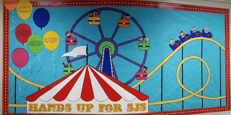 a carnival ride painted on the side of a wall