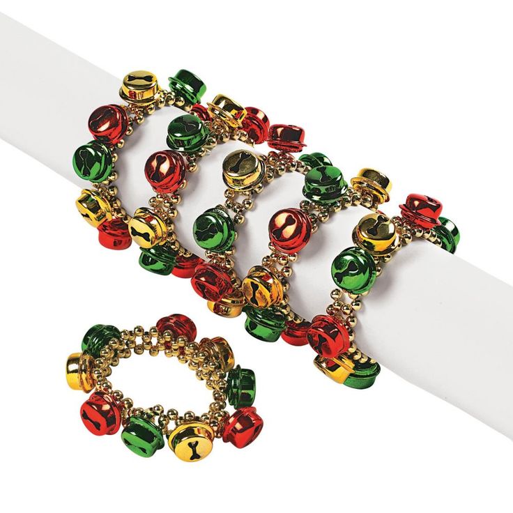 Jingle Bell Beaded Bracelets. Need festive Christmas jewelry? No problem! Our beaded bracelets have colorful beads and jingle bells on stretchy cords that fit everyone! Classrooms, holiday parties, children and adults will all enjoy these jingle bell bracelets! Plastic beads and metal bells on an elastic band. 6" circ. Bracelets do not jingle. © OTC Bell Bracelet, Teapot Ornament, Diy Crafts For Adults, Christmas Jingles, Elf Hat, Jingle Bell, Children's Ministry, Elastic Bracelet, Christmas Decorations To Make