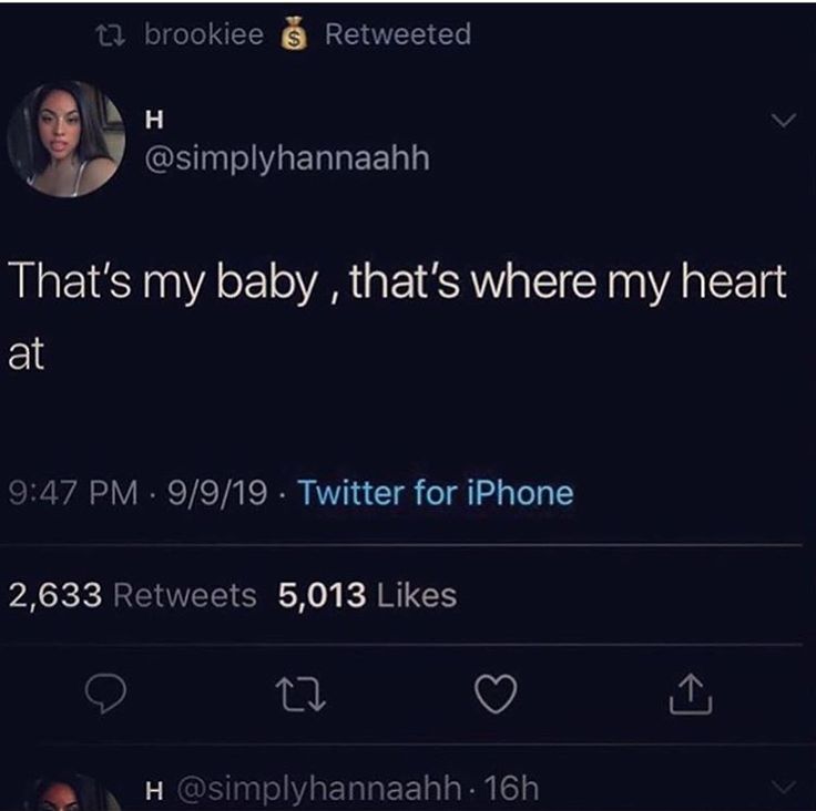 two tweets on twitter with the caption'that's my baby, that's where my heart is at '