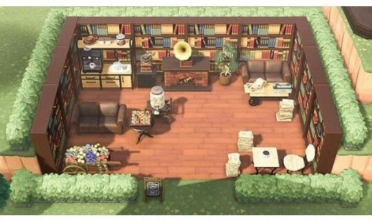 an aerial view of a living room and dining area in the game animal crossing 3d