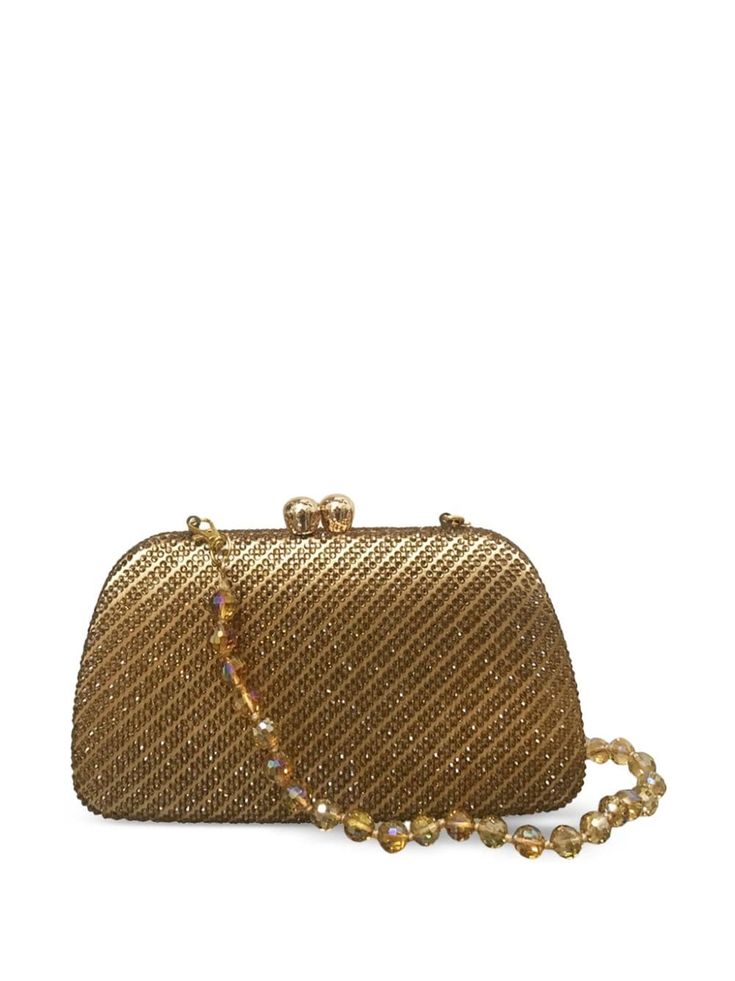 gold-tone satin finish crystal embellishment top clasp fastening single detachable beaded top handle main compartment This piece comes complete with a protective dust bag. Luxury Event Clutch With Top Handle, Luxury Evening Bag With Gold-tone Hardware For Gala, Elegant Bags With Gold-tone Hardware For Gala, Luxury Gold Top Handle Evening Bag, Rectangular Bags With Gold-tone Hardware For Gala, Rectangular Gala Bag With Gold-tone Hardware, Luxury Gold-tone Evening Bag For Gala, Luxury Embellished Clutch For Cocktails, Embellished Rectangular Clutch For Cocktail