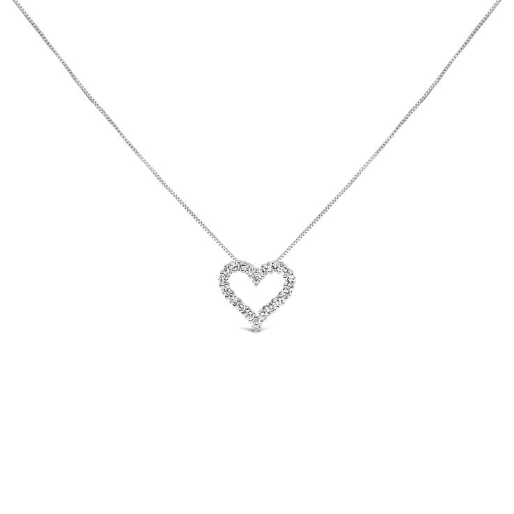 80-8650W Diamond White Open Heart Necklace With Diamond Cut, Diamond Open Heart Necklace With Brilliant Cut, Diamond White Open Heart Fine Jewelry Necklace, White Brilliant Cut Open Heart Necklace, White Open Heart Diamond Cut Necklace, White Gold Pendant Necklace, Open Heart, Jewelry Essentials, Luxury Gifts