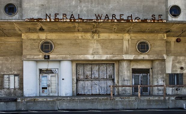 an old building that has been boarded down