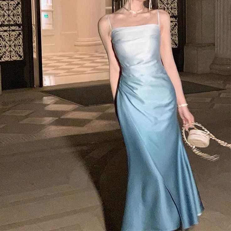 Olivia Mark - Elegant Asymmetrical Dress Design Blue Prom Dresses, Prom Dresses Formal, Classy Prom Dresses, Preppy Dresses, Wrap Around Dress, Ball Gowns Evening, Note Box, Evening Outfits, Prom Dresses Blue