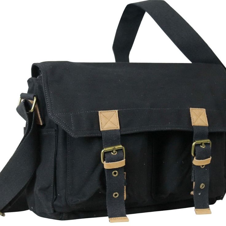 * Size: 13.5 * 9 * 5" * 2 Front Pockets Under Flat Over Panel; Button Closure * 100% Cotton Canvas; Genuine Leather Parts * Zipper Closure; Internal Zipper Drop Style Pocket * Vintage Brass Fitting Hardware;16oz Durable Thick Canvas Vintage Leather Messenger Bag, Leather Messenger Bag Men, Canvas Messenger Bag, Messenger Bag Men, Leather Messenger Bag, Leather Messenger, Cotton Bag, Vintage Leather, Vintage Brass