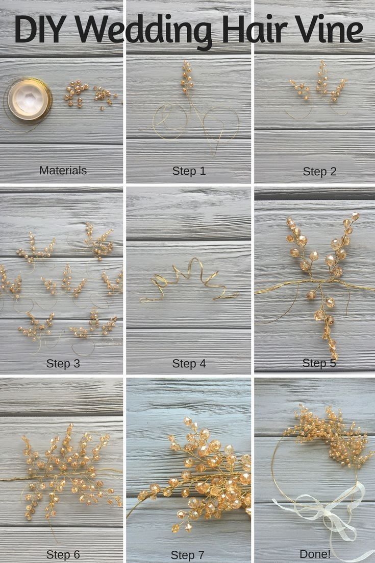 step by step instructions on how to make a diy wedding hair vine for the bride