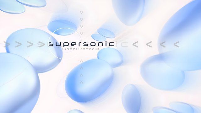 an abstract blue background with the words supersonic above it and arrows pointing to them