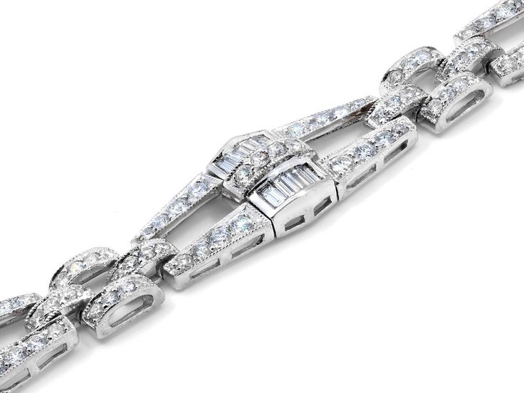 Twinkle to rival the stars in this diamond bracelet! A geometric line bracelet is formed in platinum and set with both round and baguette diamonds for stunning sparkle that is sure to make a statement. Signed Sophia D. Diamond White Platinum Bracelet With Baguette Diamonds, Platinum Diamond Bracelet With Baguette Diamonds In Diamond White, Platinum Diamond Bracelet With Baguette Cut, Diamond White Baguette Cut Platinum Bracelet, Platinum Diamond Bracelet With Brilliant And Baguette Cut, Platinum Tennis Bracelet With Baguette Diamonds, Jewellery Marketing, Baguette Diamonds, Geometric Lines