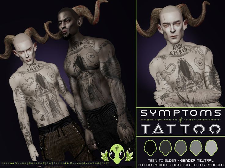 two men with tattoos and horns on their heads