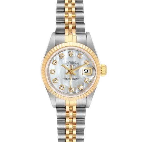 Photo of Rolex Datejust Steel Yellow Gold MOP Diamond Dial Ladies Watch 69173 Gold Rolex, Rolex Logo, Vintage Rolex, Gold Hands, Two Tone Watch, Ladies Watch, Swiss Watches, Rolex Datejust, Cool Watches