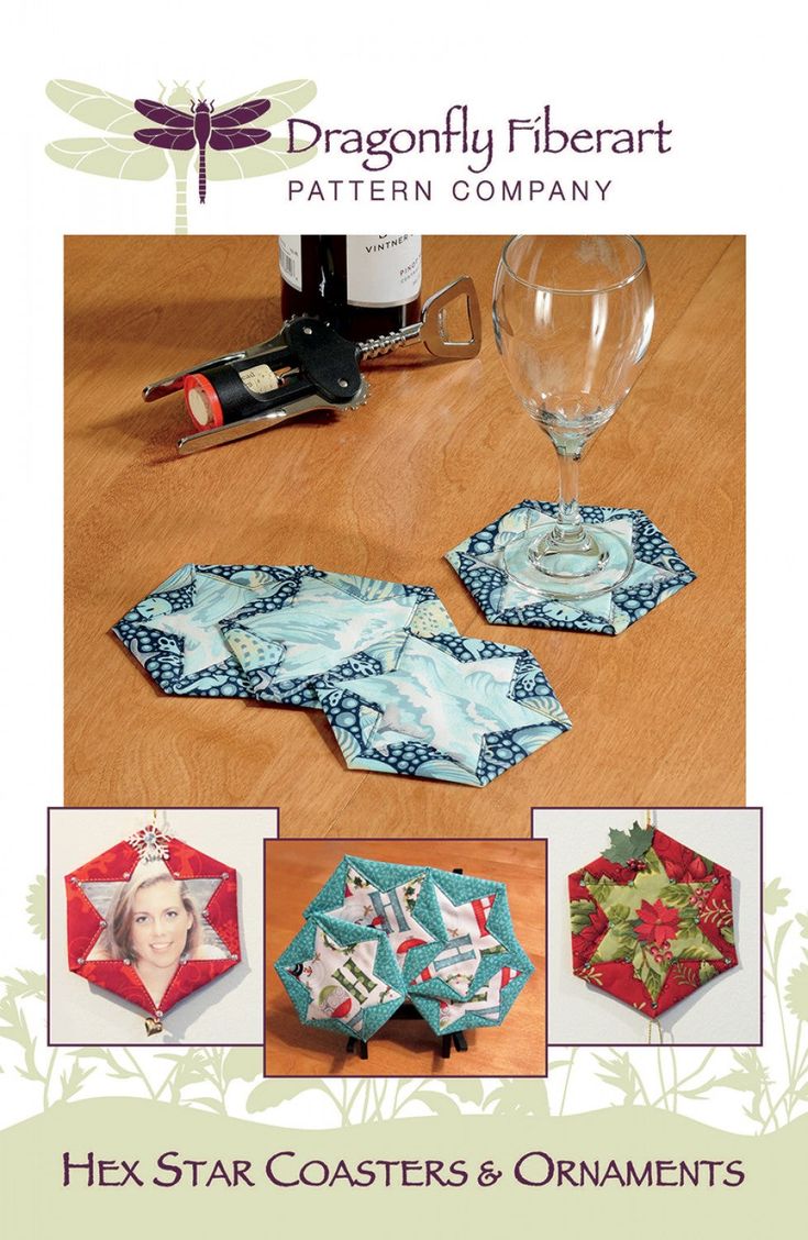 Hex Star Coasters Printable Fabric, English Paper Piecing Quilts, Christmas Ornament Pattern, Paper Piecing Quilts, Hexagon Pattern, Sewing Organization, Card Patterns, Machine Embroidery Patterns, Fabric Projects