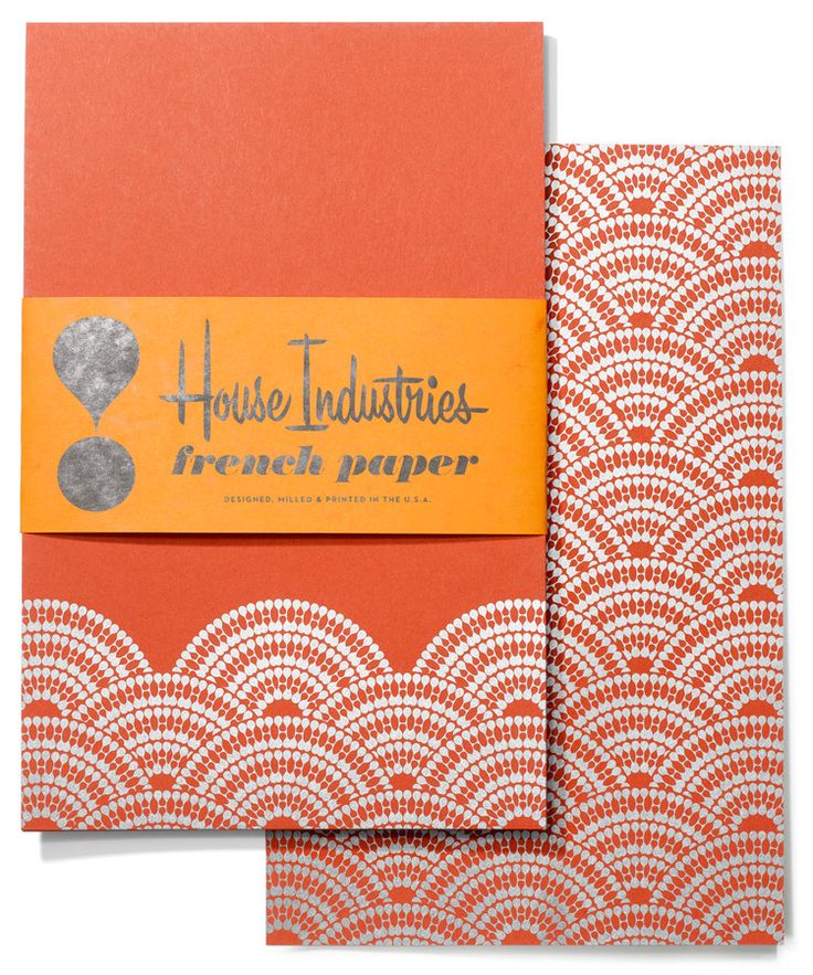 two orange and white paper with an orange tag on top of each one that says, home industries french paper