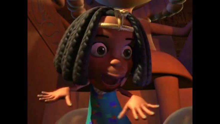 an animated character with dreadlocks on her head and hands in front of him