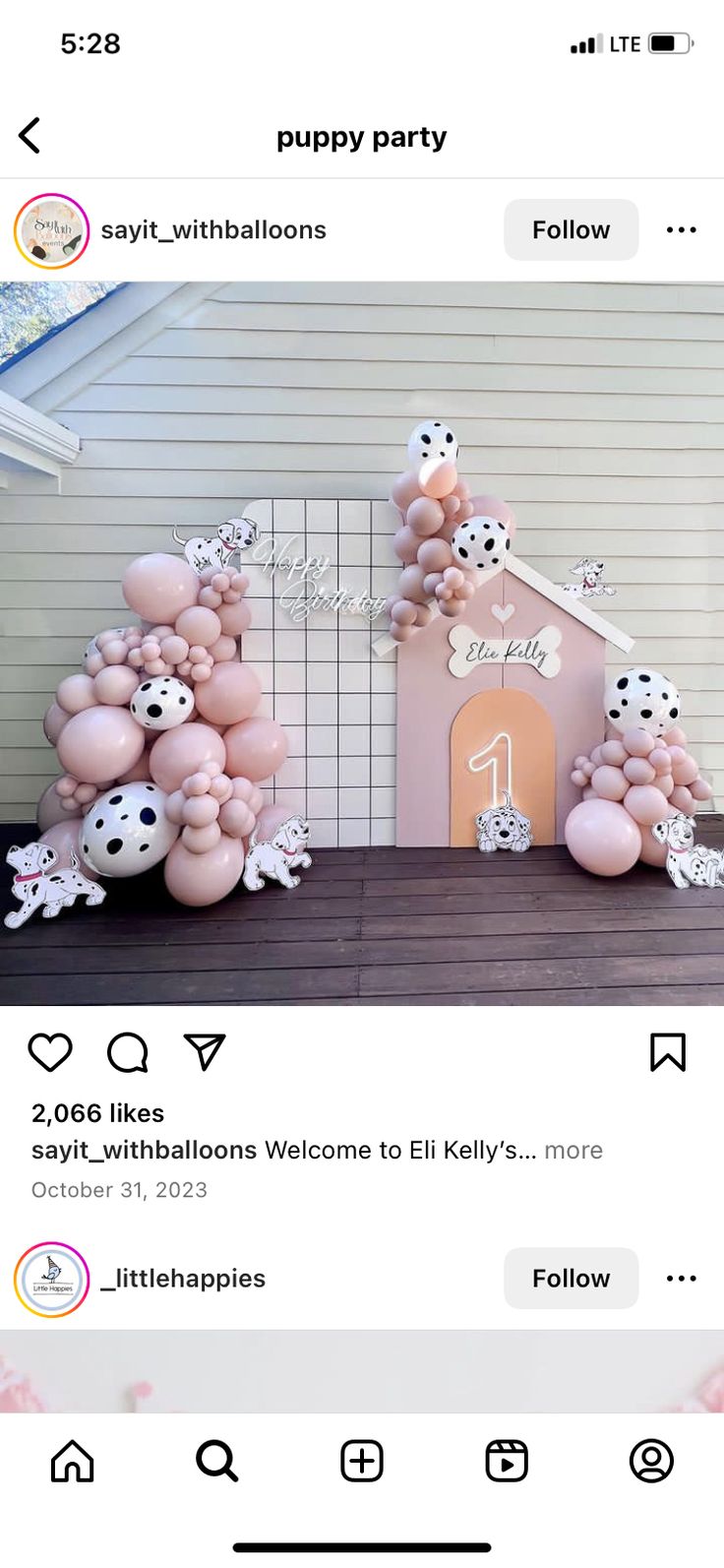 an instagram page with balloons on it