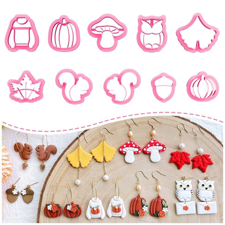 the cookie cutters are designed to look like different things in the shape of animals