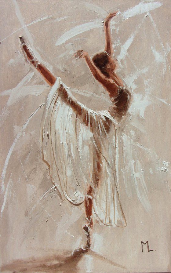 a painting of a ballerina in white dress