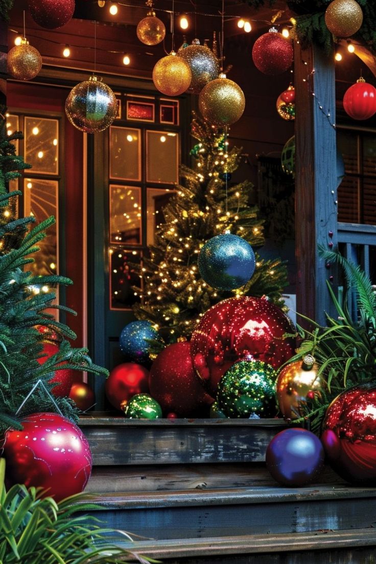 Deck out your front porch for the holidays with these 30 festive Christmas decorating ideas! From rustic charm to elegant holiday lights, find inspiration to make your entryway warm and welcoming. Perfect for spreading holiday cheer to everyone who stops by! #ChristmasPorch #HolidayDecor #FrontPorchIdeas Hot Cocoa Stand, Christmas Front Porch Ideas, Outdoor Christmas Decorations Yard, Nutcracker Figures, Christmas Decorating Ideas, Christmas Front Porch, Front Porch Ideas, Silver Ornaments, Christmas Porch