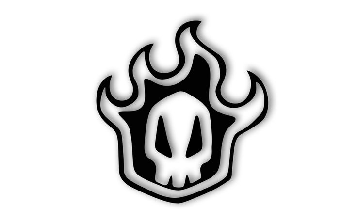 a black and white skull with flames on it