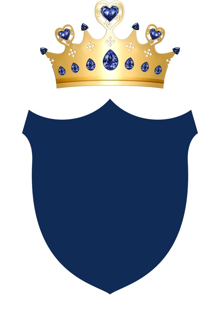 a blue shield with a gold crown on top