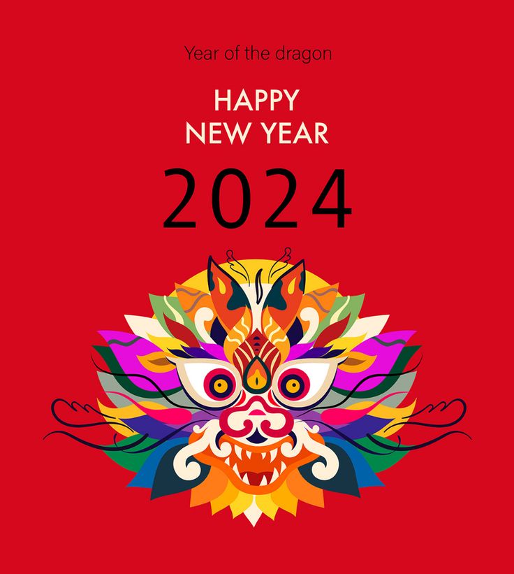 a chinese new year card with an image of a dragon and the words happy new year