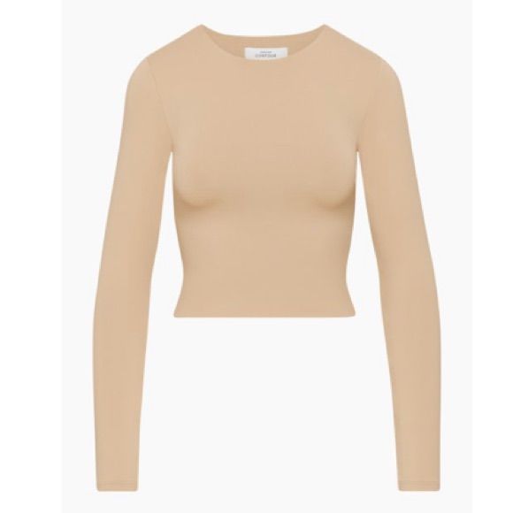 Size: Medium Color: Soft Tan Nwt Babaton Contour Long Sleeve Shirt Beige Fitted Long Sleeve Blouse, Fitted Beige Long Sleeve Blouse, Chic Fitted Beige Top, Elegant Fitted Neutral Top, Classic Cream Top For Fall, Beige Crew Neck Blouse For Fall, Fitted Beige Long Sleeve Top, Fitted Long Sleeve Beige Top, Fitted Long Sleeve Beige Top For Fall