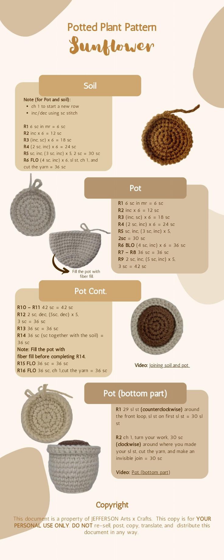 an info sheet showing different types of crocheted baskets and their names on it