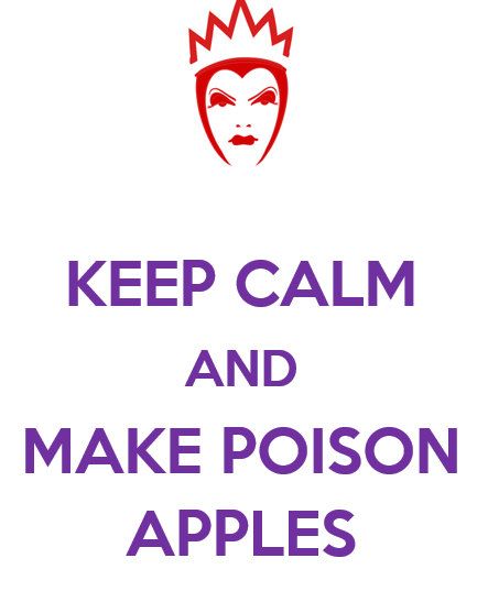 the words keep calm and make posion apples appear to be in red on white