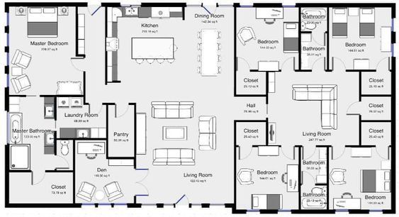 the floor plan for a two bedroom apartment with an attached kitchen and living room area