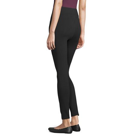 Look your best while keeping it comfy in our tummy-control leggings with the perfect amount of stretch.Comfortable Control Mesh Lines The Tummy Panel For Light Compression And To Prevent Muffin-TopShaped Paneling At Waist Flatters In All The Right PlacesHidden Elastic At Waist Holds Leggings Securely In PlaceNo-Dip At Back WaistOpaque, No-Show FabricFeatures: Stretch Fabric, Lined, Tummy Control, CompressionClosure Type: Full ElasticRise: Mid RiseFiber Content: 57% Cotton, 38% Polyester, 5% Span Look Your Best, Black Leggings, Stretch Fabric, Mid Rise, Full Length, Leggings, Fabric, Black