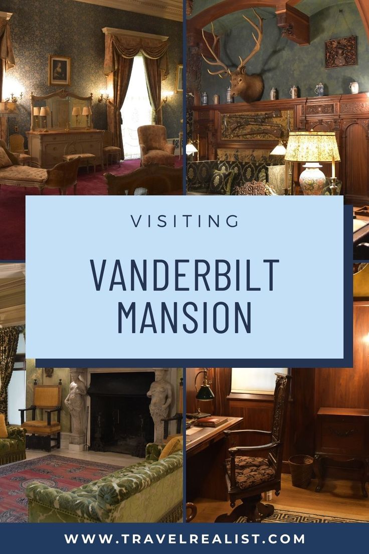 a collage of photos with the words visiting vanderblit mansion