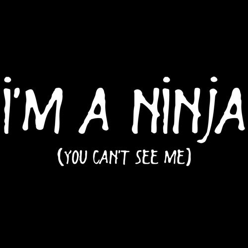 the words i'm a ninja you can't see me on a black background