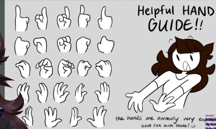 an animated drawing of a girl with her hands on her chest and the words helpful hand guide