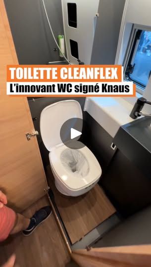 a person standing next to a toilet in a bathroom with the words toilette cleanflex on it