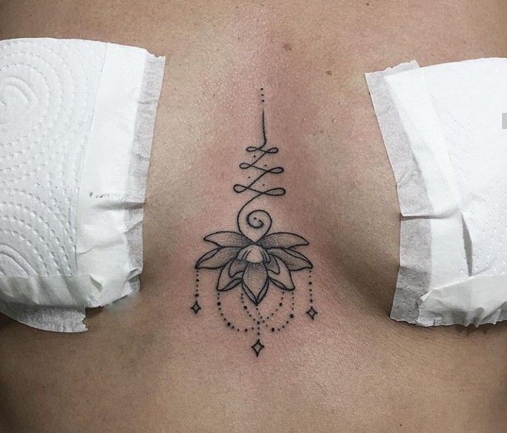 a woman's stomach with a tattoo on it