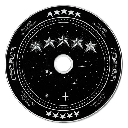 a black and white disc with stars on it