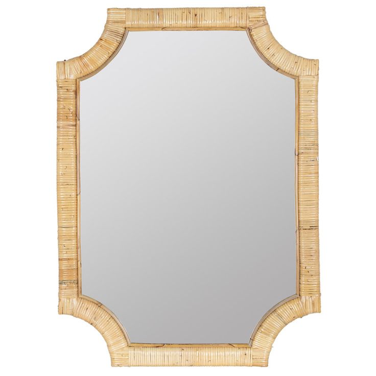 a mirror that is made out of bamboo