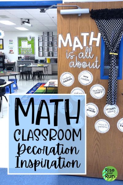 a classroom door with the words math classroom decoration in black and white letters on it