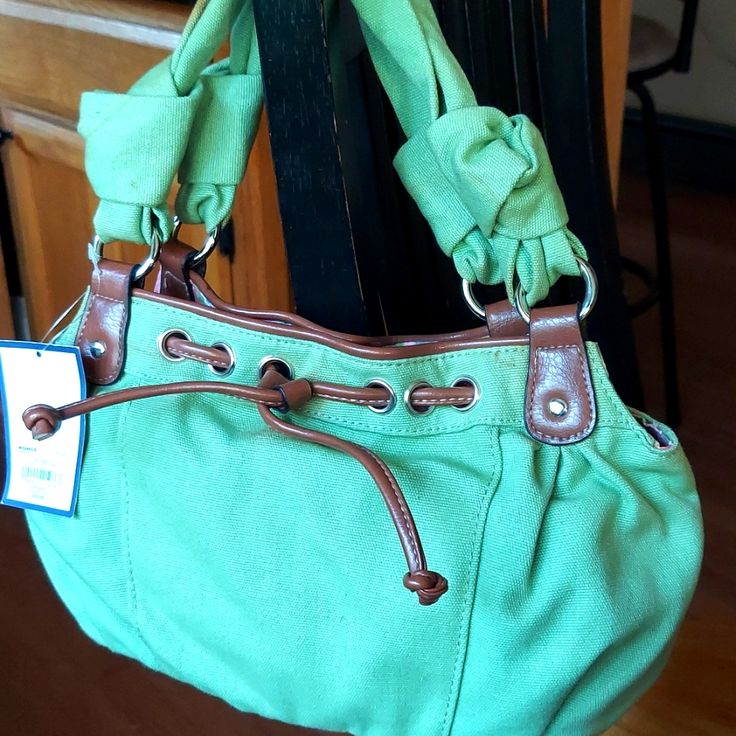 This Handbag Is Brand New With Tags.. Trendy Green Satchel With Handle Drop, Green Shoulder Bag With Handle Drop For Travel, Green Bucket Shoulder Bag With Handle Drop, Green Satchel With Handle Drop For Shopping, Green Satchel Bag With Handle Drop, Green Shoulder Bag With Handle Drop, Green Hobo Bag For Spring Travel, Green Hobo Bag For Travel And Spring, Spring Travel Green Hobo Bag