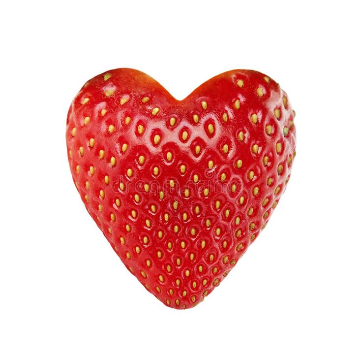 a heart shaped strawberry on a white background