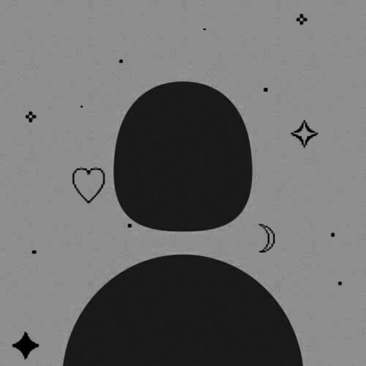 an abstract black and white photo with stars, moon and heart shapes on the background