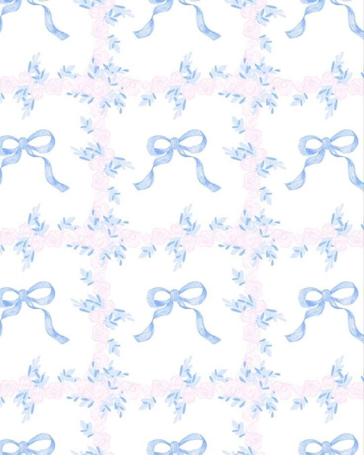 an image of a blue ribbon and flowers on a white background with pink trimmings