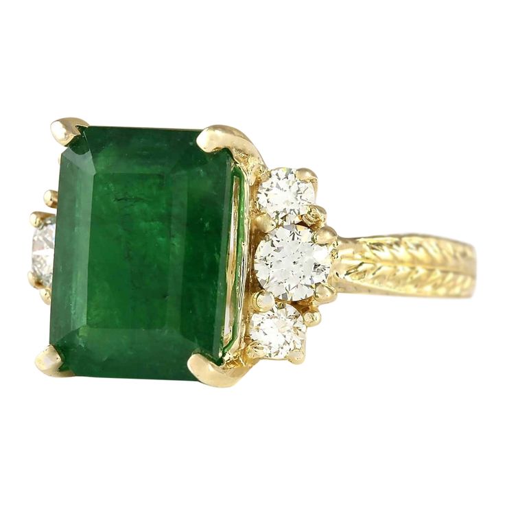 Stamped: 14K Yellow Gold Total Ring Weight: 8.2 Grams Ring Length: N/ARing Width: N/A Gemstone Weight: Total Natural Emerald Weight is 5.78 Carat (Measures: 12.35x9.20 mm) Color: Green Diamond Weight: Total Natural Diamond Weight is 0.60 Carat Quantity: 6 Color: F-G, Clarity: VS2-SI1 Face Measures: 12.35x16.65 mm Sku: [704051W] Elegant Gold Gia Certified Gemstones, Elegant Gold Gemstones Gia Certified, Elegant Gia Certified Gold Gemstones, Gia Certified Yellow Gold Emerald Ring For Formal Occasions, Formal Gia Certified Yellow Gold Emerald Ring, Formal Yellow Gold Cluster Ring With Emerald, Elegant Multi-stone Sapphire And Emerald Ring, Luxury Rings With Diamond Accents For May Birthstone, Formal Yellow Gold Diamond Ring With Accent Stones