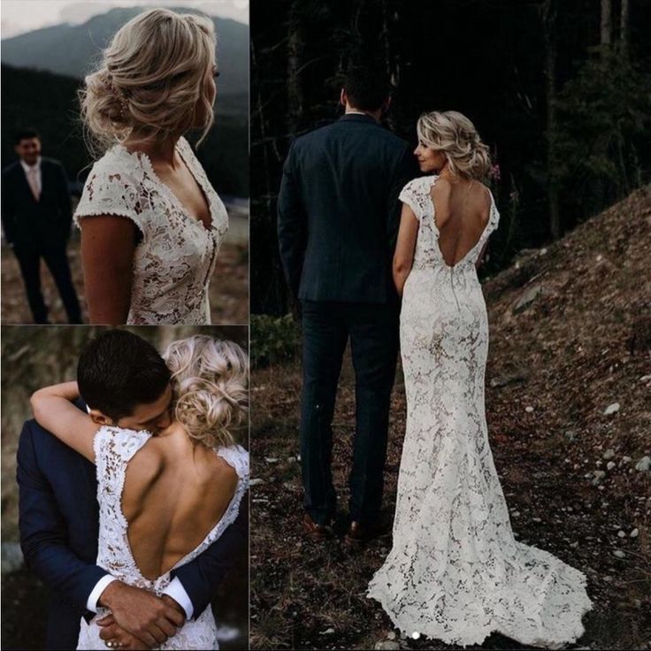 the bride and groom are getting ready to walk down the hill