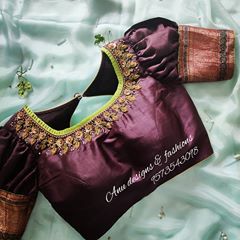 Every dress has a story!! Designer boutique in MVP colony Contact us - 9573543098. DM FOR PRICE ENQUIRE . . G L O W… Black Lengha, Model Blouses, Ikat Blouse Designs, Normal Blouse, Sleeve Patterns, 50 Blouse Designs, Choli Design, Embroidery Blouses, Boat Neck Blouse Design