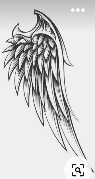 an angel wing tattoo design on the back of a woman's shoulder and chest